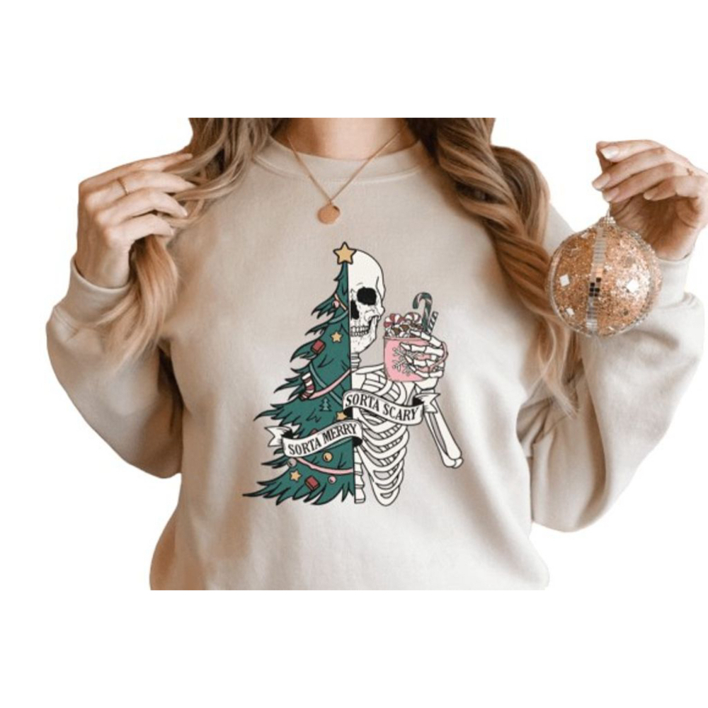 Sorta Scary Sorta Merry Christmas Handmade Upcycle Top